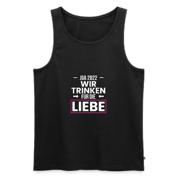 JGA 2022 Wir Trinken Für Die Liebe - Männer Premium Bio Tank Top - Schwarz - Vorne - Michal (187cm)