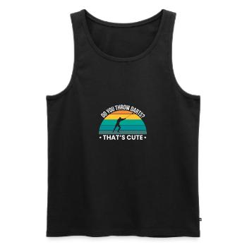 Do You Throw Darts? Thats Cute Hammerwerfer Shirt - Männer Premium Bio Tank Top - Schwarz - Vorne - AI Model Male 178 light (178cm)