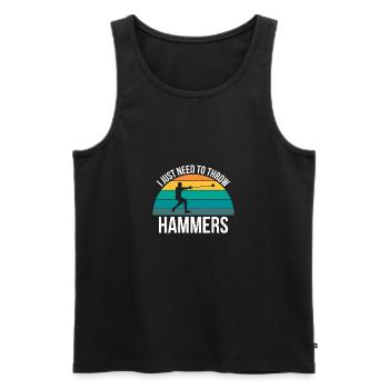 I Just Need Throw Hammers Shirt Hammer Wurf - Men's Premium Organic Tank Top - black - Front - AI Model Male 178 light (178cm)