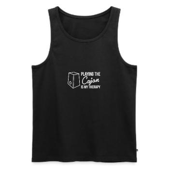 Jouer au Cajon est ma chemise de thérapie - Débardeur bio Premium Homme - noir - Devant - Michal (187cm)