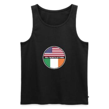 Oui, je suis tous les deux Irlande États-Unis - Débardeur bio Premium Homme - noir - Devant - Michal (187cm)
