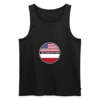 Oui, je suis tous les deux Pologne États-Unis - Débardeur bio Premium Homme - noir - Devant - Michal (187cm)