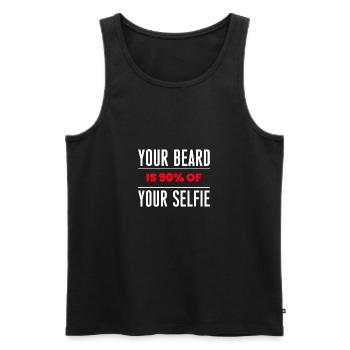 Votre barbe représente 90% de votre chemise selfie - Débardeur bio Premium Homme - noir - Devant - AI Model Male 178 light (178cm)