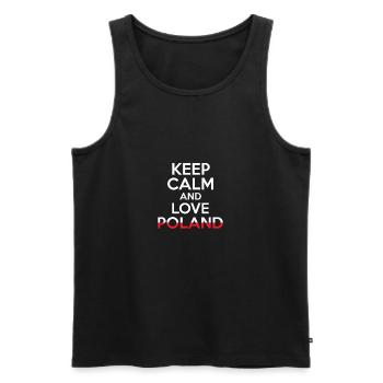Garder calme et aimer Pologne Cadeau de chemise - Débardeur bio Premium Homme - noir - Devant - Michal (187cm)