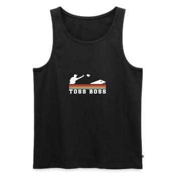 Toss Boss Vintage Retro Cornhole Shirt - Men's Premium Organic Tank Top - black - Front - Michal (187cm)