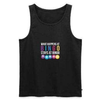 What Happens At Bingo Stays At Bingo Shirt - Men's Premium Organic Tank Top - black - Front - Michal (187cm)