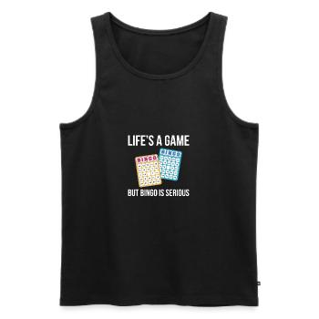 Lifes Un jeu mais bingo est un cadeau de chemise sérieux - Débardeur bio Premium Homme - noir - Devant - AI Model Male 178 light (178cm)