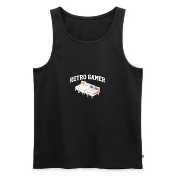 Retro Gamer Pinball Shirt Cadeau Flipper Machine - Débardeur bio Premium Homme - noir - Devant - Michal (187cm)