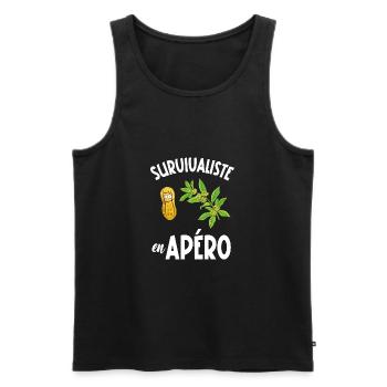 survivaliste en apéro - Débardeur bio Premium Homme - noir - Devant - Michal (187cm)