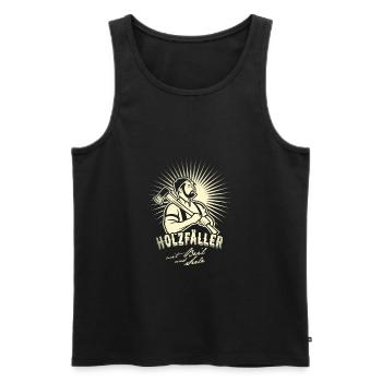 Holzfäller mit Beil und Seele - Männer Premium Bio Tank Top - Schwarz - Vorne - Michal (187cm)