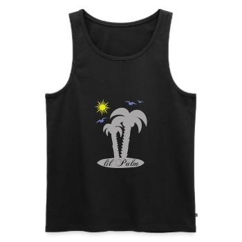 lil palm design palms with sun and birds - Men's Premium Organic Tank Top - black - Front - AI Model Male 178 light (178cm)