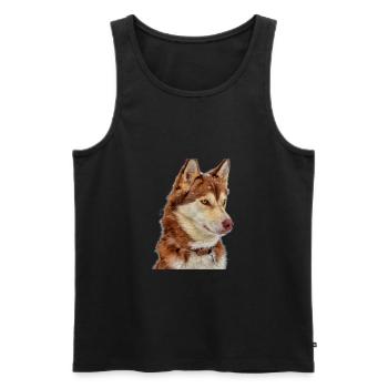 Husky Schneebraun - Männer Premium Bio Tank Top - Schwarz - Vorne - AI Model Male 178 light (178cm)