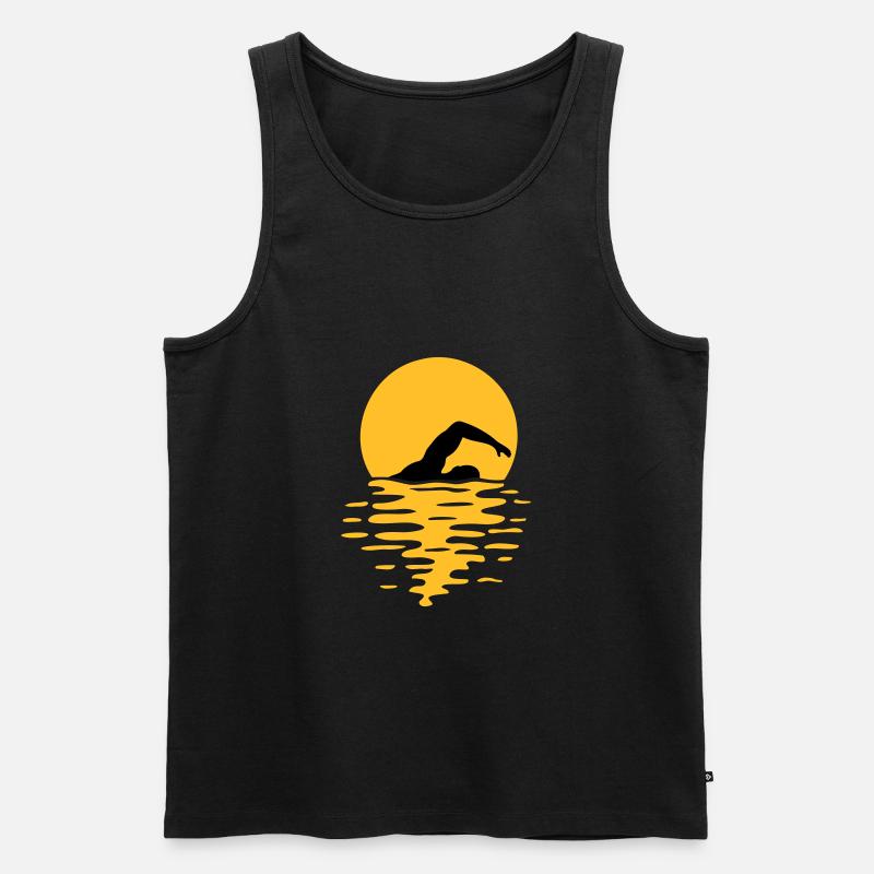 Meer Sonne Schwimmer - Männer Premium Bio Tank Top - Schwarz