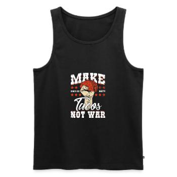 Mach Tacos keinen Krieg - Mexico - Taco Spruch - Männer Premium Bio Tank Top - Schwarz - Vorne - Michal (187cm)