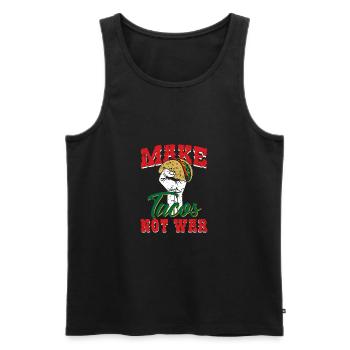 Mach Tacos keinen Krieg - Mexico - Taco Spruch - Männer Premium Bio Tank Top - Schwarz - Vorne - Michal (187cm)