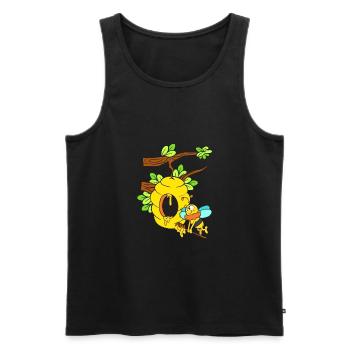 Honeybee with hive on the branch - Men's Premium Organic Tank Top - black - Front - AI Model Male 178 light (178cm)