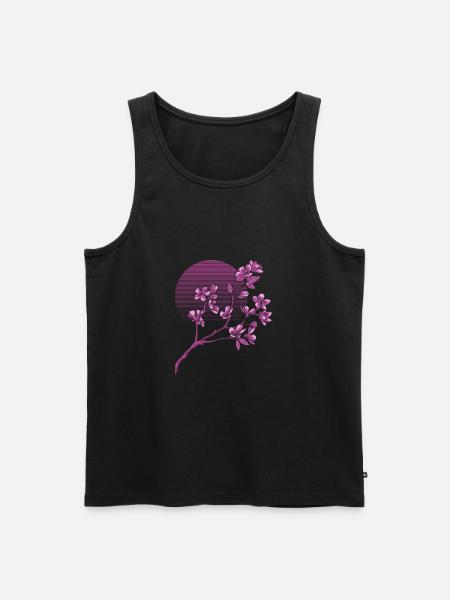 Japanese Cherry Blossom Sakura - Men's Premium Organic Tank Top - black