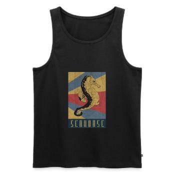 Seepferdchen Retro Seepferd Geschenk - Männer Premium Bio Tank Top - Schwarz - Vorne - AI Model Male 178 light (178cm)