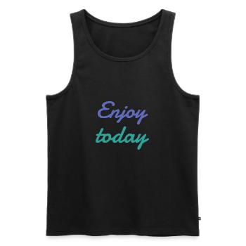 Tee shirt enjoy today - Débardeur bio Premium Homme - noir - Devant - AI Model Male 178 light (178cm)