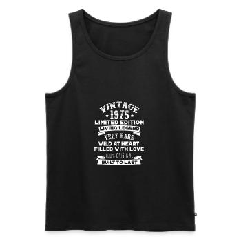 Vintaged 1975 Lebende Legende gebaut für die Ewigkeit - Männer Premium Bio Tank Top - Schwarz - Vorne - Michal (187cm)