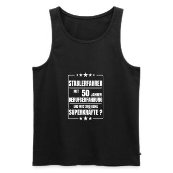 STABLERFAHRER 50 JAHRE BERUFSERFAHRUNG - Männer Premium Bio Tank Top - Schwarz - Vorne - AI Model Male 178 light (178cm)