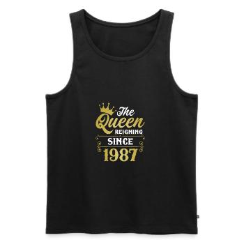 The Queen Reigning Since 1987 - Men's Premium Organic Tank Top - black - Front - AI Model Male 178 light (178cm)