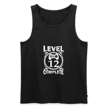 Level 12 Complete - Men's Premium Organic Tank Top - black - Front - AI Model Male 178 light (178cm)
