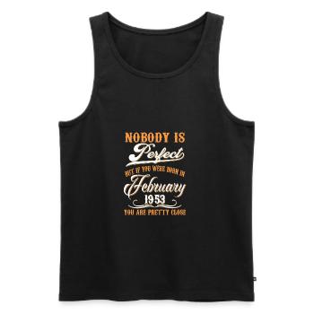 If You Born In February 1953 - Men's Premium Organic Tank Top - black - Front - AI Model Male 178 light (178cm)