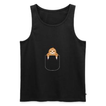 Faultier in der Tasche - Männer Premium Bio Tank Top - Schwarz - Vorne - Michal (187cm)