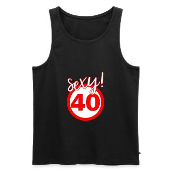 40e anniversaire panneau de signalisation sexy - Débardeur bio Premium Homme - noir - Devant - Michal (187cm)