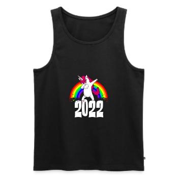 Dabbing Unicorn 2022 Rainbow Drôle Nouvel An - Débardeur bio Premium Homme - noir - Devant - AI Model Male 178 light (178cm)