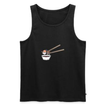 Japanese Food Lover FLying Sushi Into Soy - Männer Premium Bio Tank Top - Schwarz - Vorne - AI Model Male 178 light (178cm)