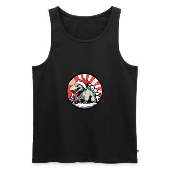Dinosaure stégosaure Noël Noël - Débardeur bio Premium Homme - noir - Devant - Michal (187cm)