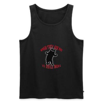 Evil cat funny saying middle finger - Men's Premium Organic Tank Top - black - Front - AI Model Male 178 light (178cm)