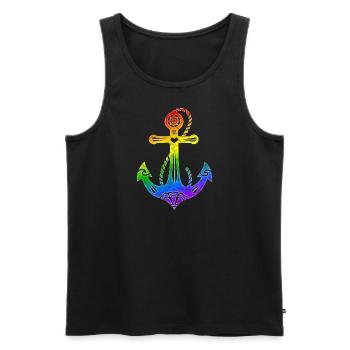 Regenbogen Anker Gay Pride, LGBT, LGBTQ, Rave, CSD - Männer Premium Bio Tank Top - Schwarz - Vorne - AI Model Male 178 light (178cm)