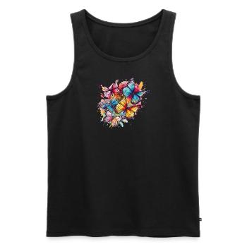 Beaux papillons Aquarelle Art - Débardeur bio Premium Homme - noir - Devant - AI Model Male 178 light (178cm)
