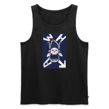 Fantasie Wesen Shirt Grafik Blau weiss Vogel WHAT - Männer Premium Bio Tank Top - Schwarz - Vorne - AI Model Male 178 light (178cm)