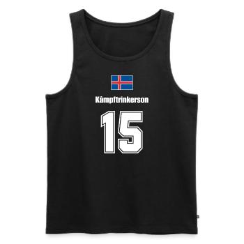 Island Trikot Nr.15 - Männer Premium Bio Tank Top - Schwarz - Vorne - AI Model Male 178 light (178cm)