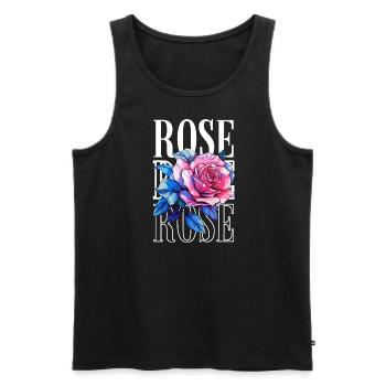 Rosen Blume - Rose - Männer Premium Bio Tank Top - Schwarz - Vorne - AI Model Male 178 light (178cm)