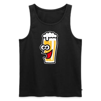 Happy Bierglas (Bier / Willibecher / Lustig / 4C) - Männer Premium Bio Tank Top - Schwarz - Vorne - Michal (187cm)