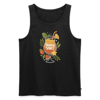 Tropical Vibes – Eistee Sommer Getränk - Männer Premium Bio Tank Top - Schwarz - Vorne - AI Model Male 178 light (178cm)
