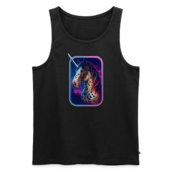 Polka Dot Neon Unicorn – Appaloosa Look - Men's Premium Organic Tank Top - black - Front - AI Model Male 178 light (178cm)