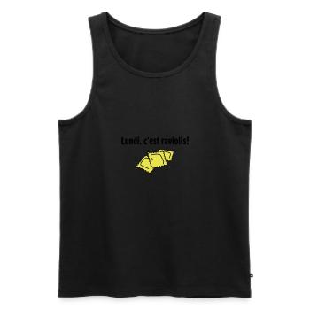 Lundi c'est Raviolis - Débardeur bio Premium Homme - noir - Devant - Michal (187cm)