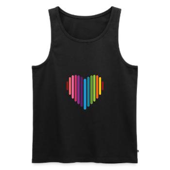 Coeur arc-en-ciel, Amour, Love is love, - Débardeur bio Premium Homme - noir - Devant - Michal (187cm)