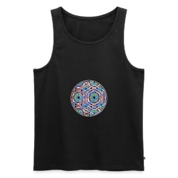 Psytrance Festival Goa Party Yoga Meditation Aum - Men's Premium Organic Tank Top - black - Front - AI Model Male 178 light (178cm)