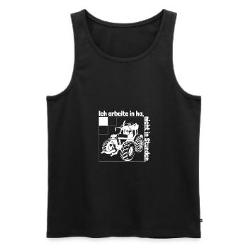 Ich arbeite in Hektar - Lohnarbeit - Bauer - Land - Männer Premium Bio Tank Top - Schwarz - Vorne - Michal (187cm)