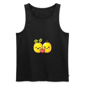 Lemon Couple Love Heart Valentine's Day - Men's Premium Organic Tank Top - black - Front - Michal (187cm)