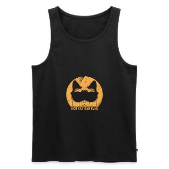Beste Katze Papa jemals Vintage Vatertagsgeschenk - Männer Premium Bio Tank Top - Schwarz - Vorne - Michal (187cm)