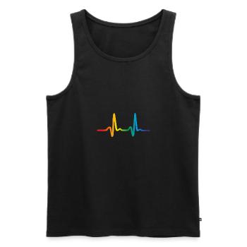 Rainbow Heartbeat, Lgbt Pride Ecg Pulse - Débardeur bio Premium Homme - noir - Devant - Michal (187cm)