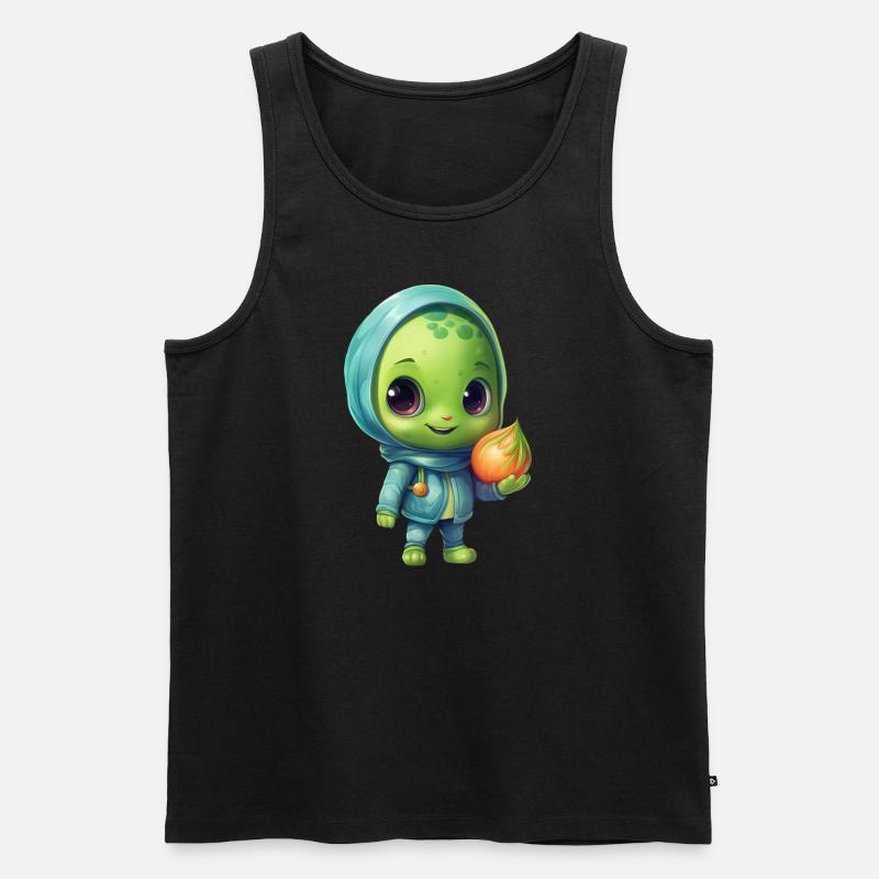 Blau-Pinker Alien Skateboarder: Kosmische Tricks - Männer Premium Bio Tank Top - Schwarz